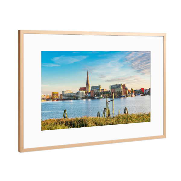 Poster mit Rahmen Kupfer "Schilf, Dalben, Warnow, Rostock" artboxONE - Natur,Reise,Architektur,Städte / Weitere
