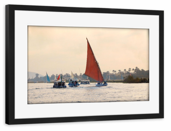 Poster mit Rahmen schwarz "Segler auf dem Nil" artboxONE - Reise,Reise / Afrika,Reise / Länder