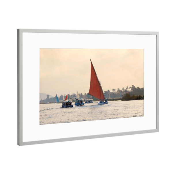 Poster mit Rahmen Silber "Segler auf dem Nil" artboxONE - Reise,Reise / Afrika,Reise / Länder