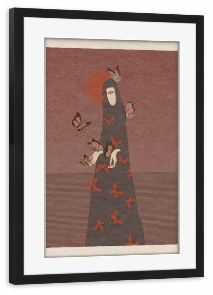 Poster mit Rahmen schwarz "Pink Priest - Colored Wind" artboxONE - Tiere,Comic,Menschen,Fiktion