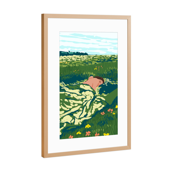 Poster mit Rahmen Kupfer "Wie man ein Nickerchen macht" artboxONE - Natur,Menschen