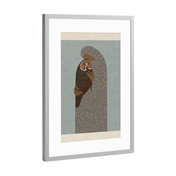 Poster mit Rahmen Silber "Pink Priest - Morning Owl" artboxONE - Tiere,Menschen - Eule,Tier,Person,Vogel,Wald
