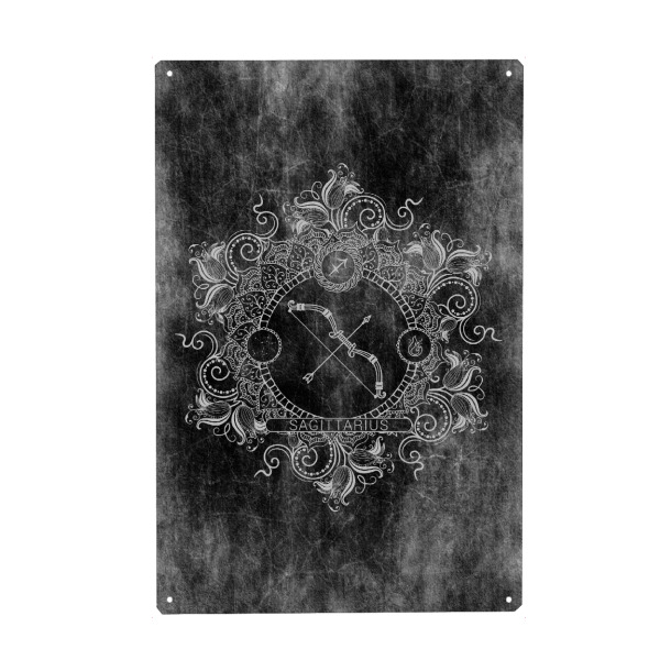 Metall Poster "Tierkreis - Kohle - Schütze" artboxONE - Natur,Floral,Abstrakt