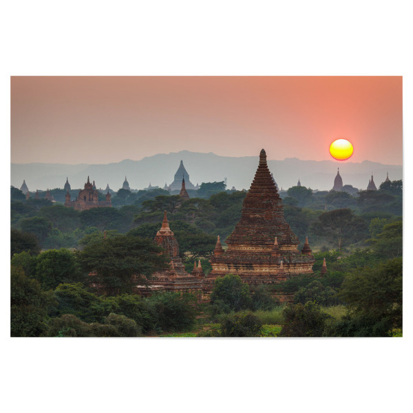 Poster "Sonnenuntergang in Bagan" artboxONE - Natur,Architektur,Reise / Asien