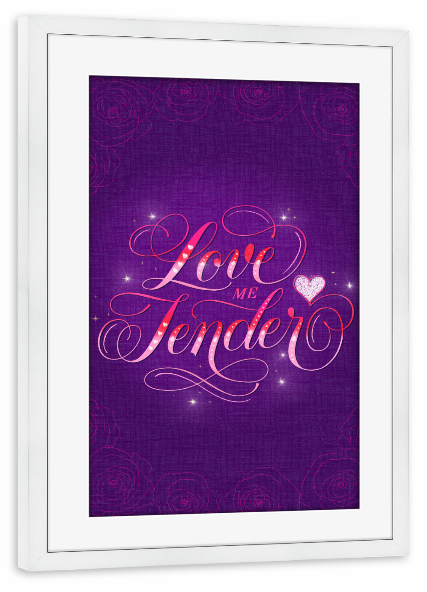 Poster mit Rahmen weiß "Love me Tender" artboxONE - Typografie,Floral,Liebe