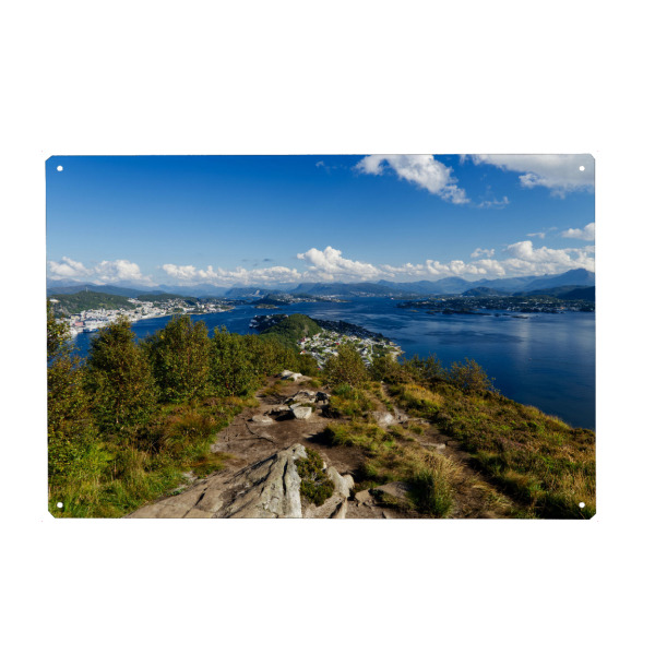 Holzbild "Fjordblick bei Alesund" artboxONE - Natur,Reise,Reise / Strand und Meer,Reise / Länder,Städte / Weitere