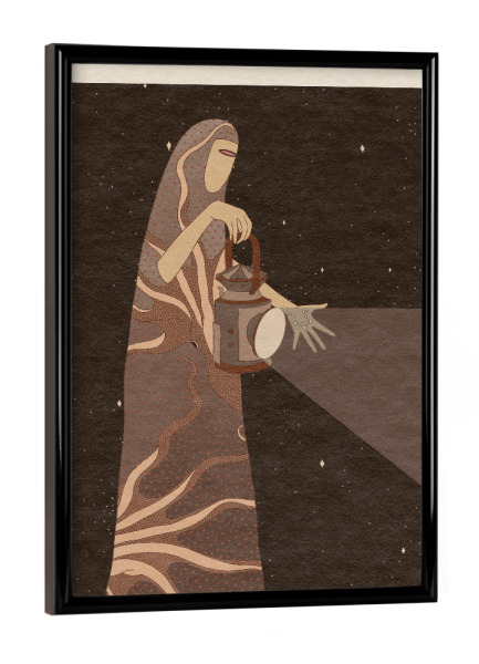 Poster mit schwarzem Rahmen "Pink Priest - Hidden Star" artboxONE - Menschen,Galaxy - Surrealismus,Licht,Lampe,Himmel,Nacht