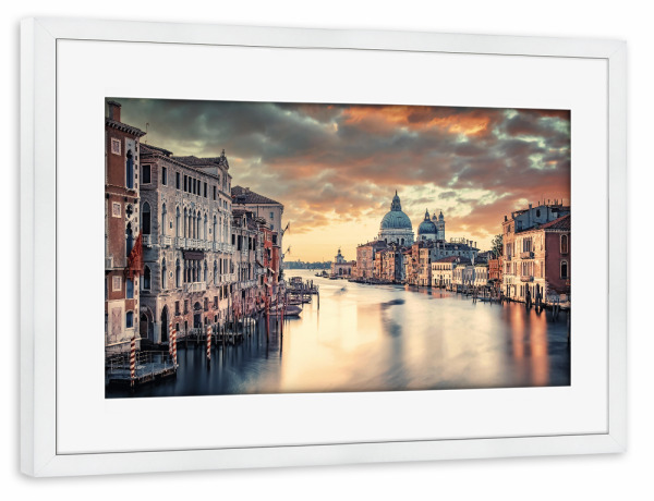 Poster mit Rahmen weiß "Morgenlicht in Venedig" artboxONE - Städte,Reise,Architektur,Städte / Venedig,Reise / Länder