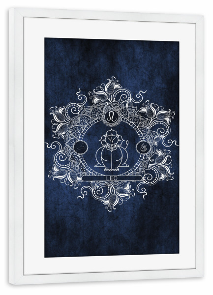 Poster mit Rahmen weiß "Sternzeichen - Eis - Löwe" artboxONE - Natur,Floral,Abstrakt