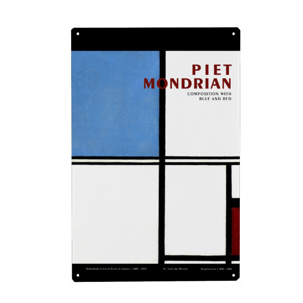 Metall Poster "Mondrian - Composition Red Blue" artboxONE - Typografie,Abstrakt