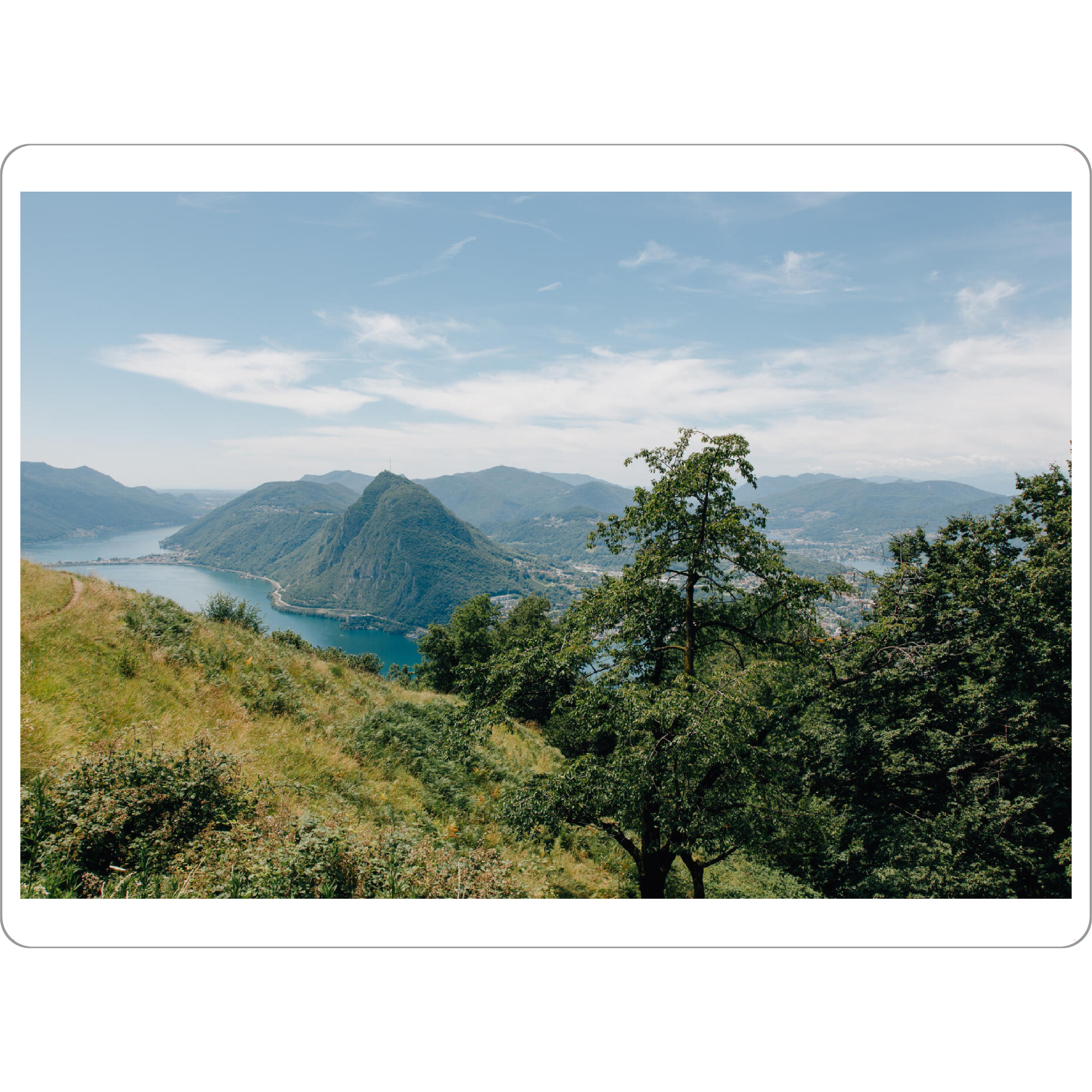 Tischset "Panoramablick Luganer See" artboxONE - Natur,Reise - Lugano,Luganer see,See,San salvatore,Pfad,Weg,Wandern,Natur,Schweiz,Monte bre