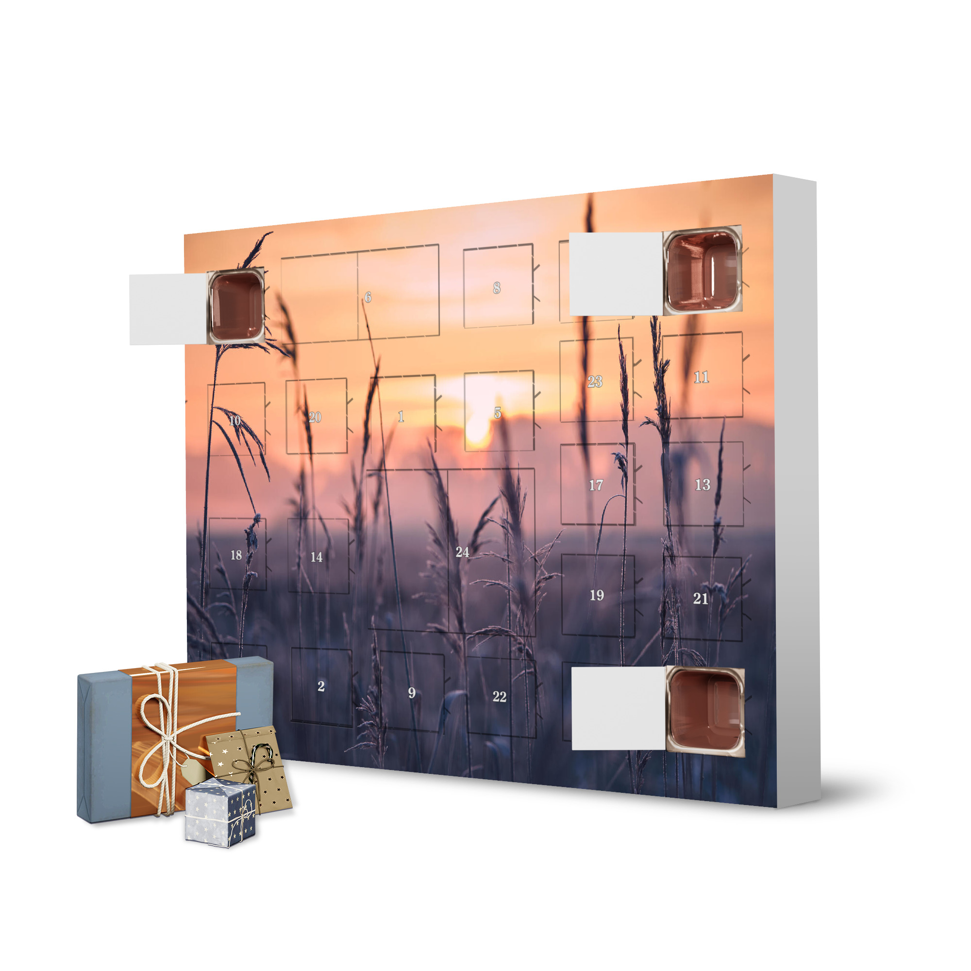 Adventskalender zum Selbstbefüllen Frost im Schilfgras am Morgen artboxONE Adventskalender Natur