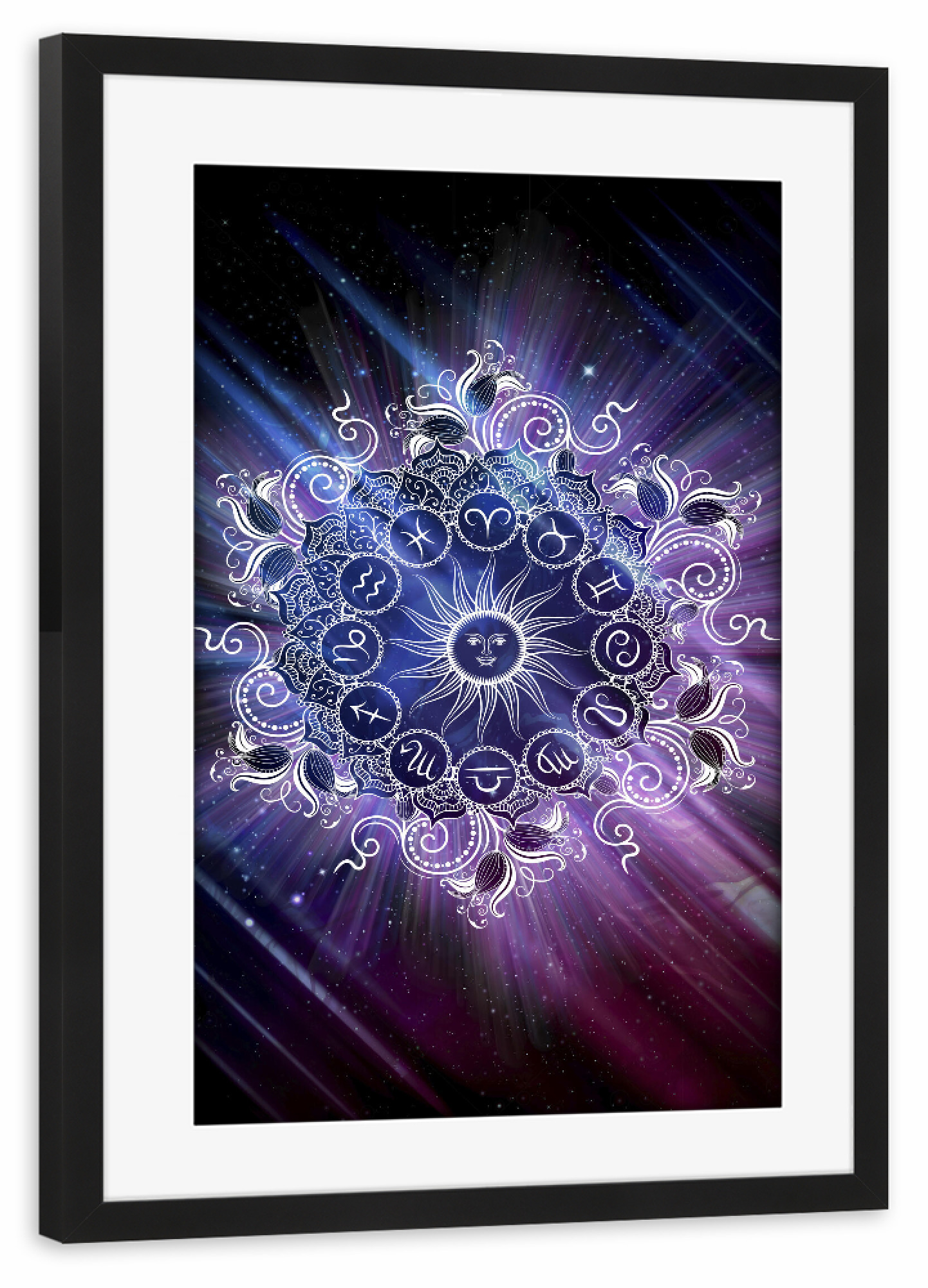 Poster mit Rahmen schwarz "Sternzeichen - Universum - Alle" artboxONE - Natur,Floral,Abstrakt,Galaxy