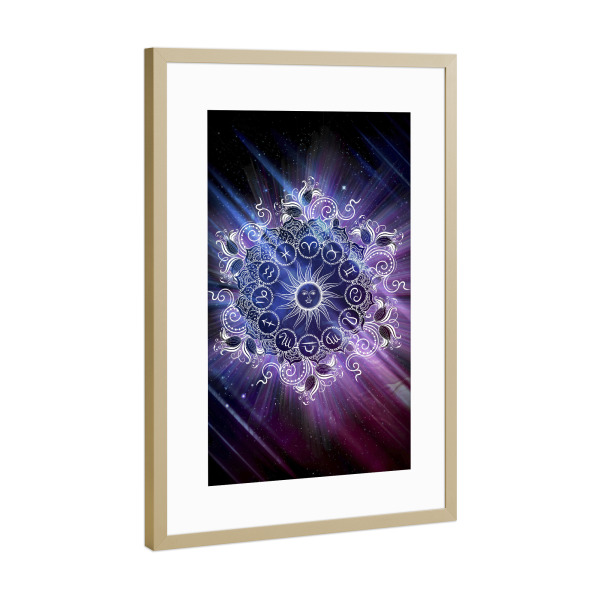 Poster mit Rahmen Gold "Sternzeichen - Universum - Alle" artboxONE - Natur,Floral,Abstrakt,Galaxy