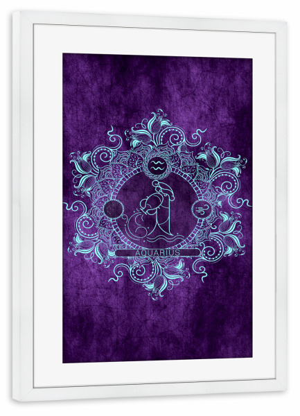 Poster mit Rahmen weiß "Tierkreis - Traube - Wassermann" artboxONE - Natur,Floral,Abstrakt