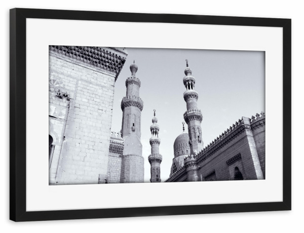 Poster mit Rahmen schwarz "Moschee in Kairo, schwarzweiß" artboxONE - Reise,Schwarzweiß,Architektur,Reise / Afrika,Reise / Länder