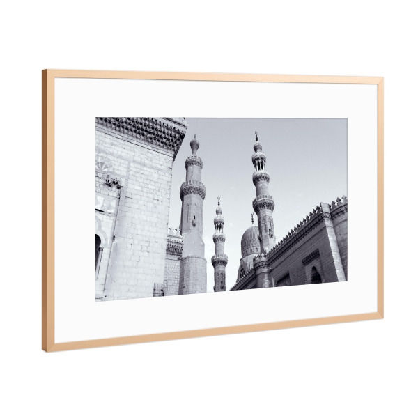Poster mit Rahmen Kupfer "Moschee in Kairo, schwarzweiß" artboxONE - Reise,Schwarzweiß,Architektur,Reise / Afrika,Reise / Länder