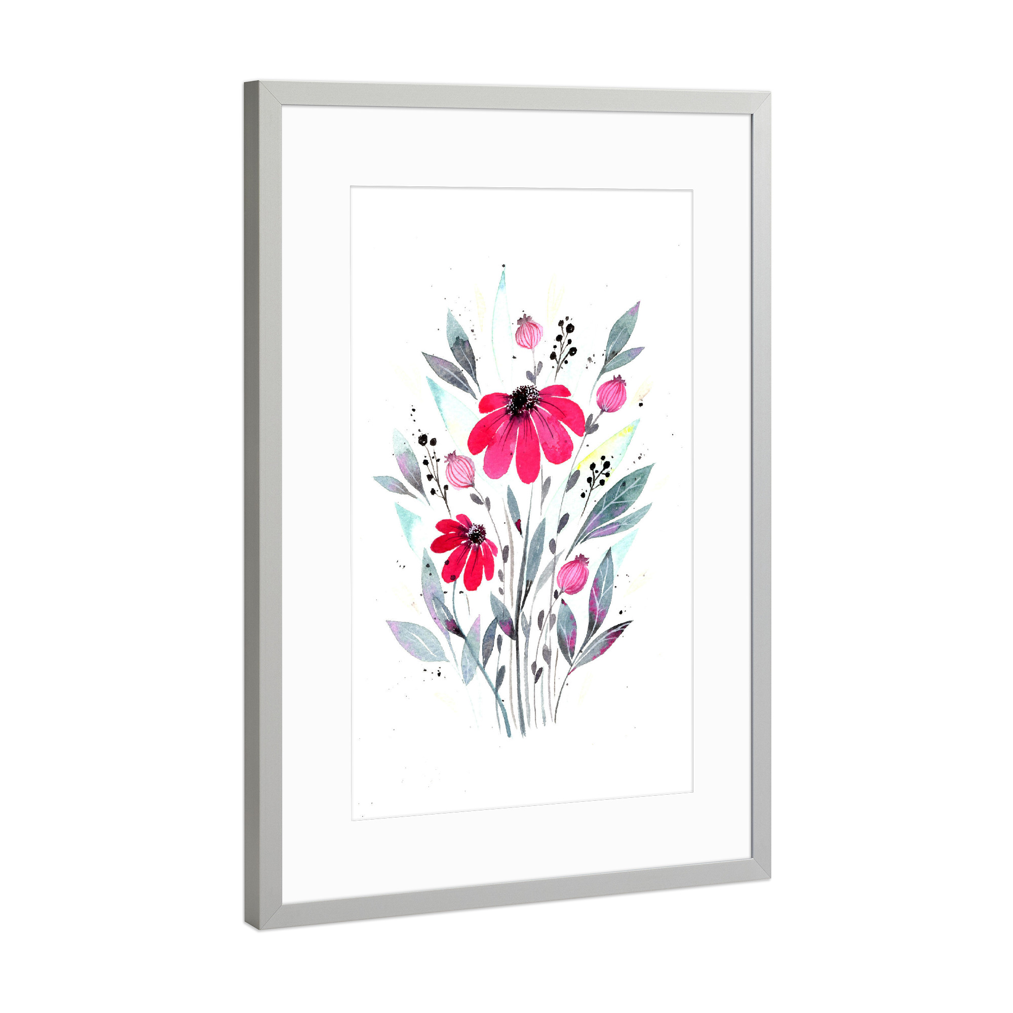 Poster mit Rahmen Silber "Esther Meinl - Pink Gerbera" artboxONE - Natur,Floral - Blume,Blumenstrauß,Natur,Blüte,Botanik,Blühen