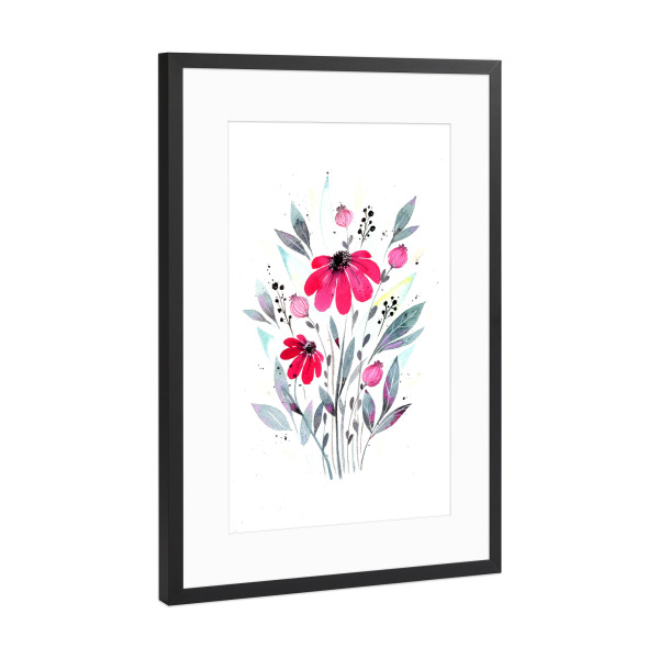 Poster mit Rahmen Schwarz (Metallic) "Esther Meinl - Pink Gerbera" artboxONE - Natur,Floral - Blume,Blumenstrauß,Natur,Blüte,Botanik,Blühen