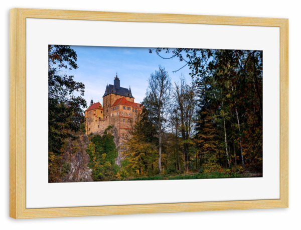 Poster mit Rahmen kiefer "Der Kriebstein" artboxONE - Architektur - Kriebstein,Burg,Ritterburg,Sachsen,Zschopau,Burg kriebstein,Deutschland