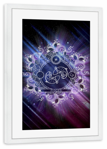 Poster mit Rahmen weiß "Tierkreis - Universum - Fische" artboxONE - Natur,Floral,Abstrakt,Galaxy