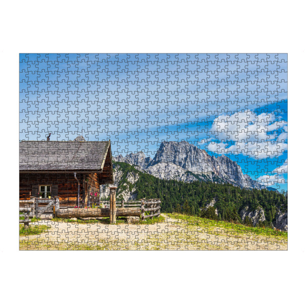 artboxONE Puzzle "Berge, Hütte, Wiese" artboxONE - Natur,Reise,Architektur,Reise / Länder