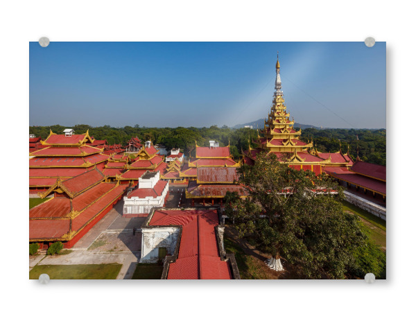 Acrylglasbild "Palast von Mandalay" artboxONE - Architektur - Myanmar,Burma,Mandalay,Königlicher palast,Stadtmauer,Spiegelung,Buddhismus,Palast,Tempel