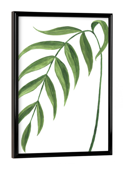 Poster mit schwarzem Rahmen "Leire grüner Zweig" artboxONE - Floral - Blätter,Malerisch,Blatt,Zweig,öl,Malerei