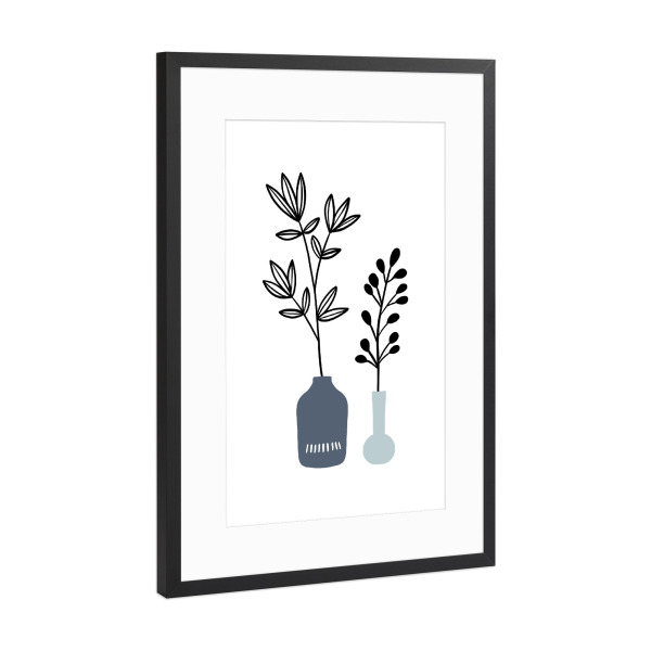 Poster mit Rahmen Schwarz (Metallic) "Wildblumen Zweige" artboxONE - Natur,Floral,Abstrakt