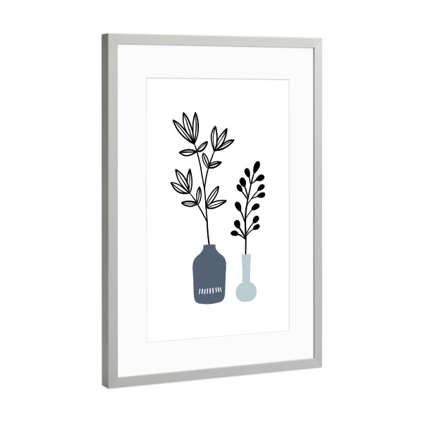Poster mit Rahmen Silber "Wildblumen Zweige" artboxONE - Natur,Floral,Abstrakt