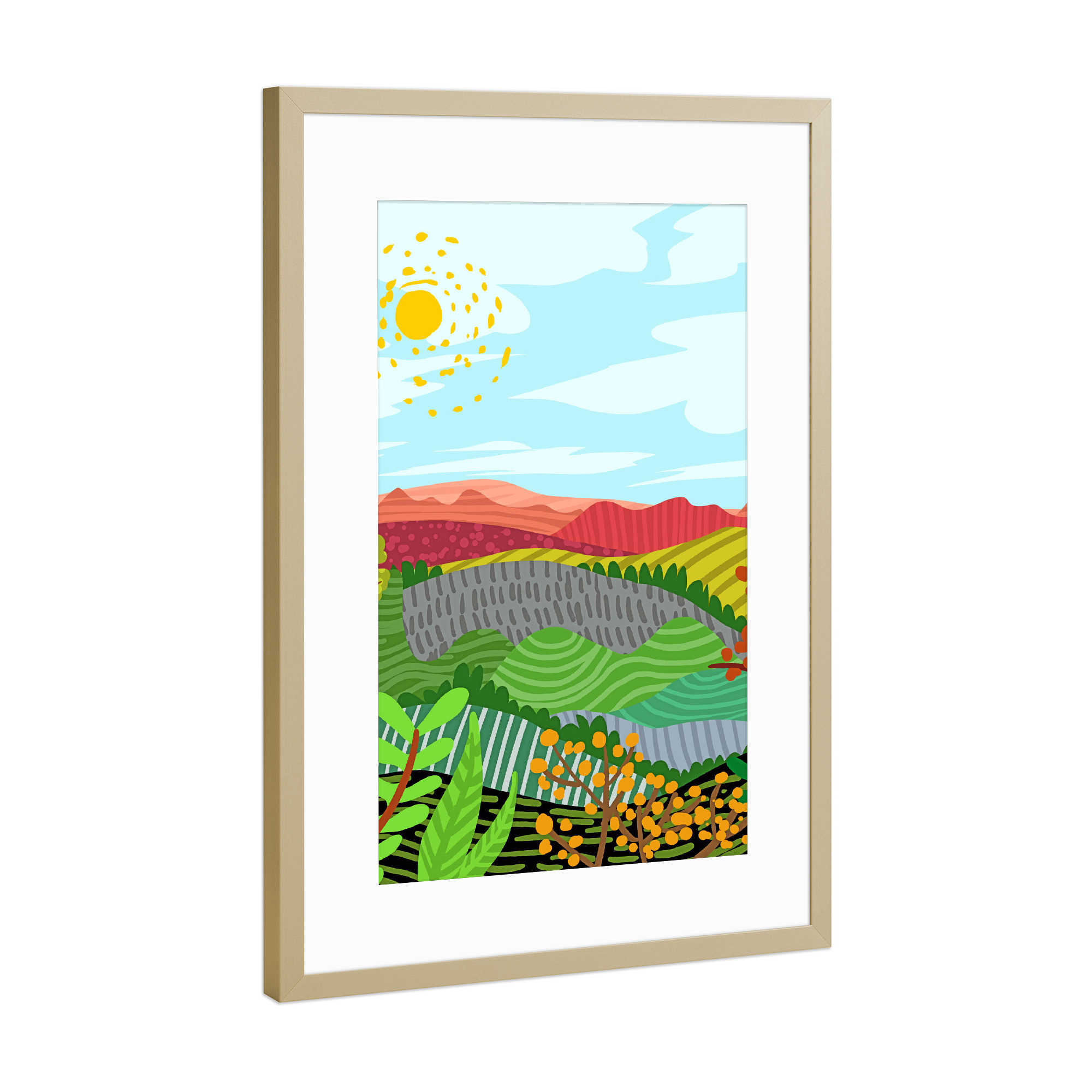 Poster mit Rahmen Gold "Malerei eines Tages" artboxONE - Natur