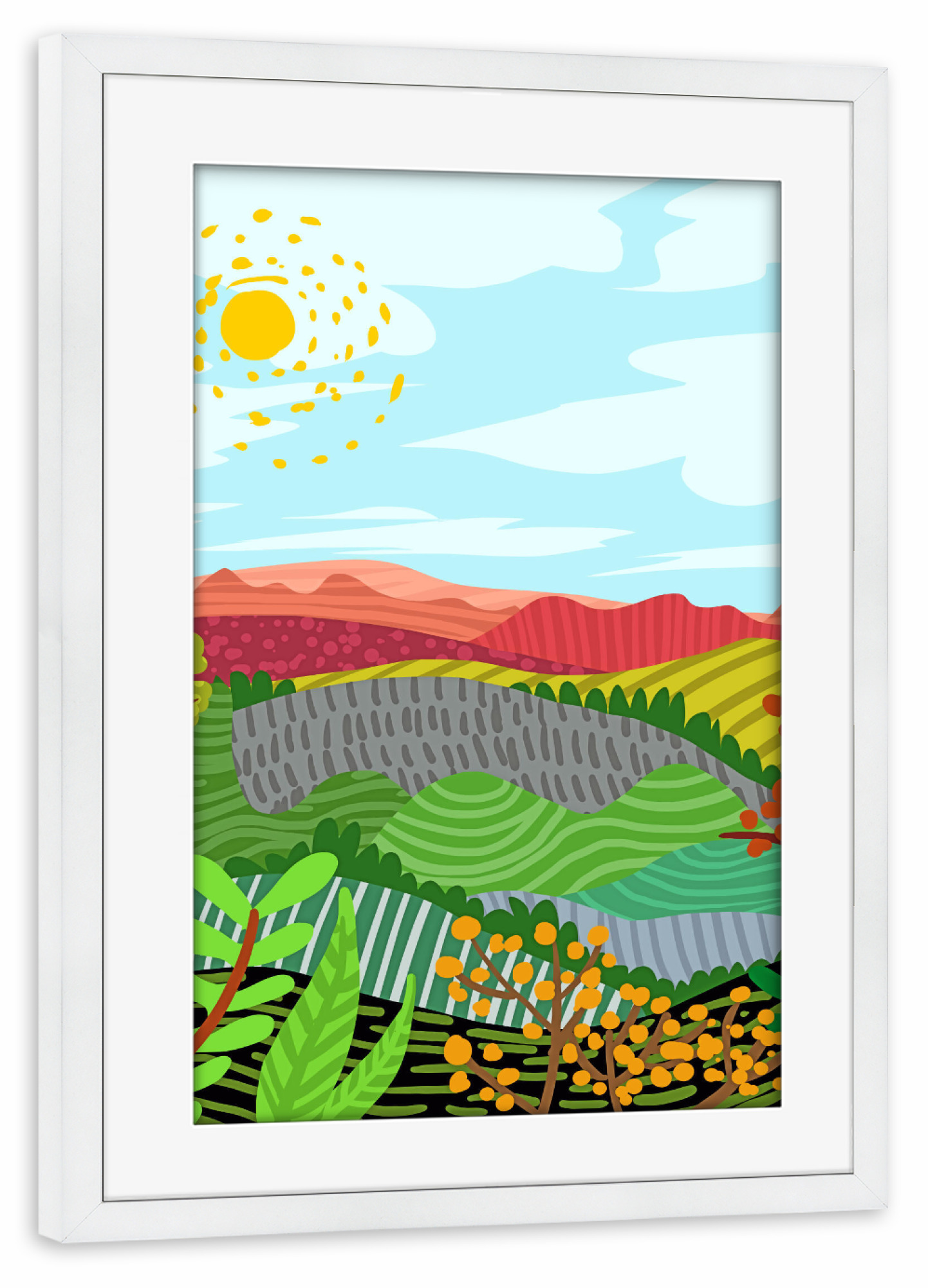 Poster mit Rahmen weiß "Malerei eines Tages" artboxONE - Natur