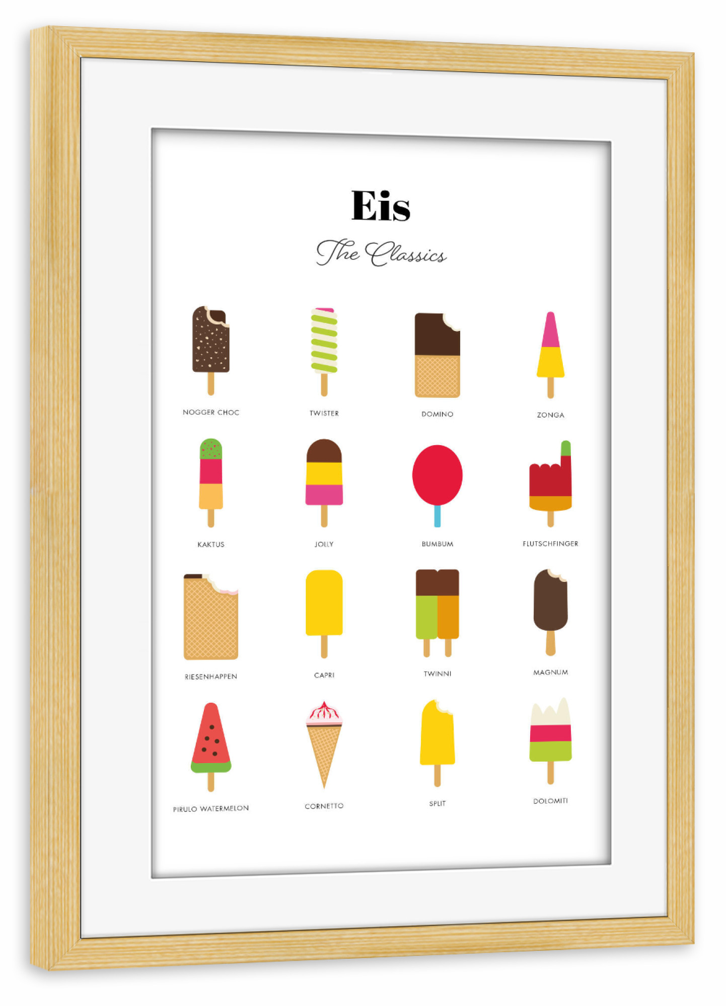 Poster mit Rahmen kiefer "Eis der Neunziger" artboxONE - Essen & Trinken