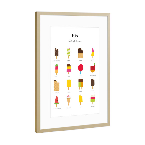 Poster mit Rahmen Gold "Eis der Neunziger" artboxONE - Essen & Trinken