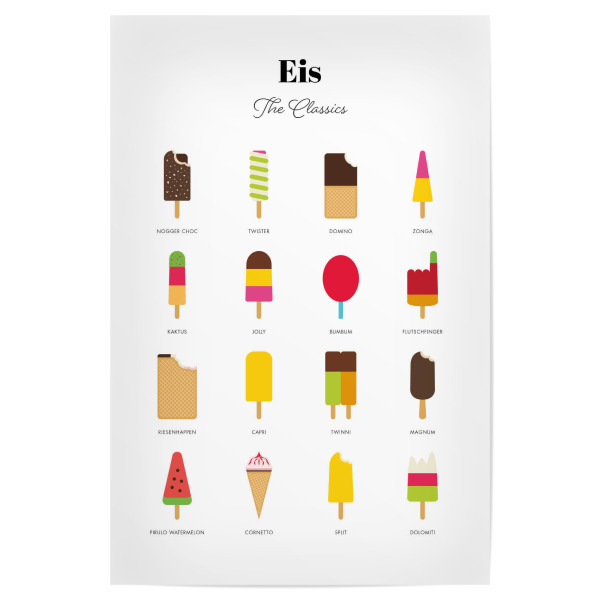 Poster 30x20 cm "Eis der Neunziger" artboxONE - Essen & Trinken - Eis,Ice cream,Vintage,Food,Food and drink,Nineties,Eis der neunziger,1990,Küche