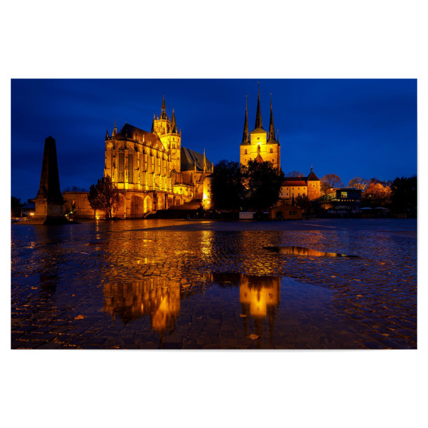 Poster "Der Dom zu Erfurt" artboxONE - Architektur - Erfurt,Thüringen,Dom,Erfurter dom,Kirche,Nacht,Beleuchtet,Deutschland