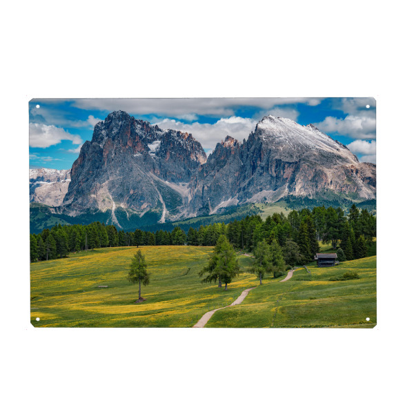 Metall Poster "Seiser Alm im Frühling" artboxONE - Natur,Reise / Länder