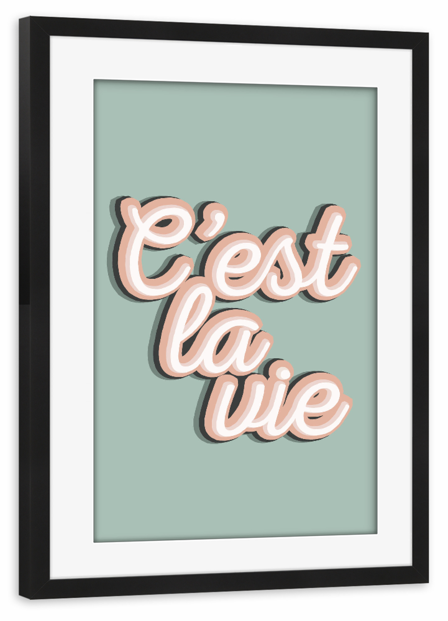 Poster mit Rahmen schwarz "C'est La Vie - So ist das Leben" artboxONE - Typografie,Reise,Städte / Paris