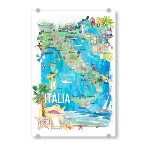 Illustrierte Reisekarte Italien