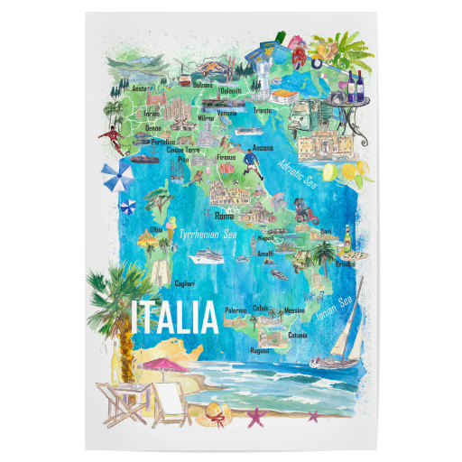 Illustrierte Reisekarte Italien