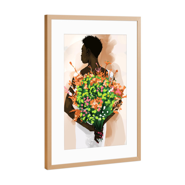 Poster mit Rahmen Kupfer "Komme was wolle" artboxONE - Floral,Menschen