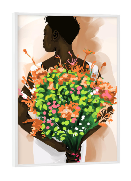 Poster mit weißem Rahmen "Komme was wolle" artboxONE - Floral,Menschen