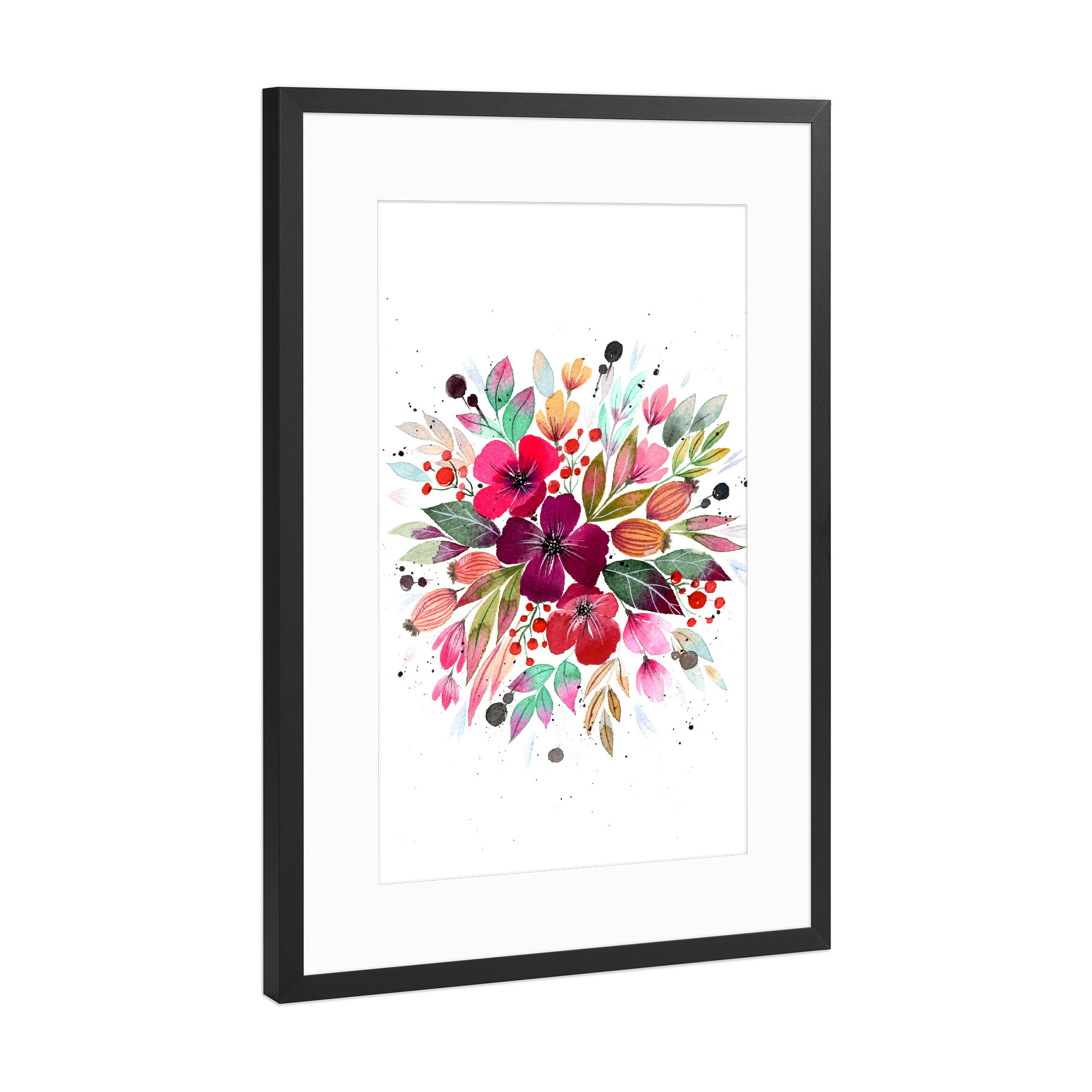 Poster mit Rahmen Schwarz (Metallic) "Esther Meinl - Sommerstrauß" artboxONE - Natur,Floral - Blume,Blumenstrauß,Natur,Blüte,Botanik,Blühen