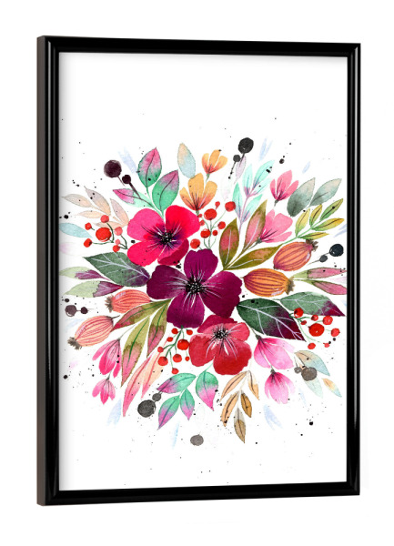 Poster mit schwarzem Rahmen "Esther Meinl - Sommerstrauß" artboxONE - Natur,Floral - Blume,Blumenstrauß,Natur,Blüte,Botanik,Blühen