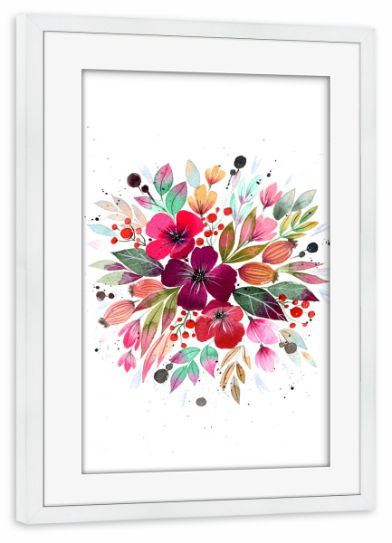 Poster mit Rahmen weiß "Esther Meinl - Sommerstrauß" artboxONE - Natur,Floral - Blume,Blumenstrauß,Natur,Blüte,Botanik,Blühen