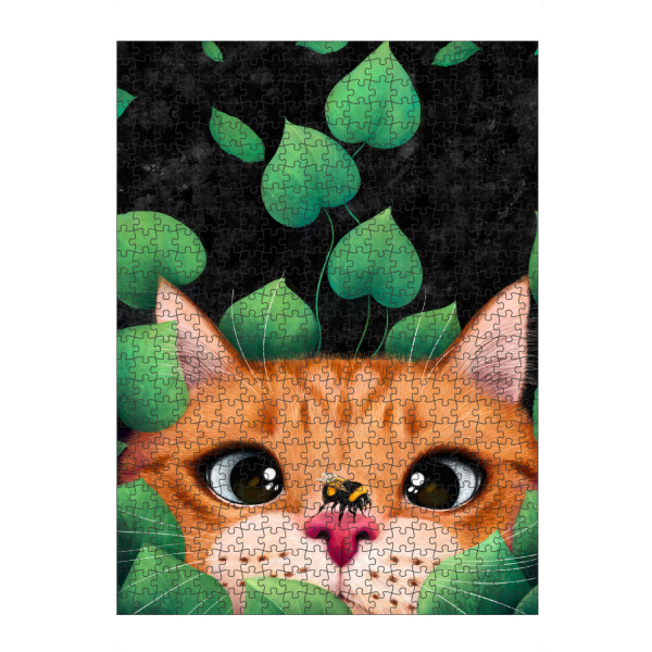 artboxONE Puzzle "Katze in den Blättern" artboxONE - Natur,Floral,Für Kinder,Tiere,Für Mama