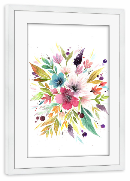 Poster mit Rahmen weiß "Esther Meinl - Frühlingsstrauß" artboxONE - Natur,Floral - Blume,Blumenstrauß,Natur,Blüte,Botanik,Blühen