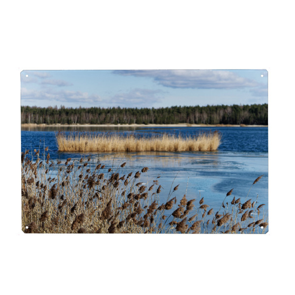 Holzbild "Winterruhe an einem See" artboxONE - Natur