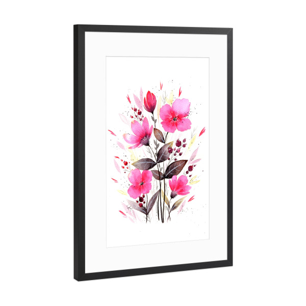 Poster mit Rahmen Schwarz (Metallic) "Esther Meinl - Zarte Sommerblumen" artboxONE - Natur,Floral - Blume,Blumenstrauß,Natur,Blüte,Botanik,Blühen