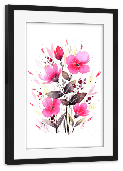 Poster mit Rahmen schwarz "Esther Meinl - Zarte Sommerblumen" artboxONE - Natur,Floral - Blume,Blumenstrauß,Natur,Blüte,Botanik,Blühen